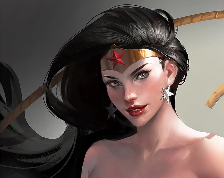 Wonder Woman illustration, superheroines, DC Comics, portrait