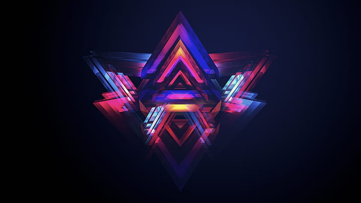 Reflection, red blue and black kaleido lamp, triangle, colors, HD wallpaper