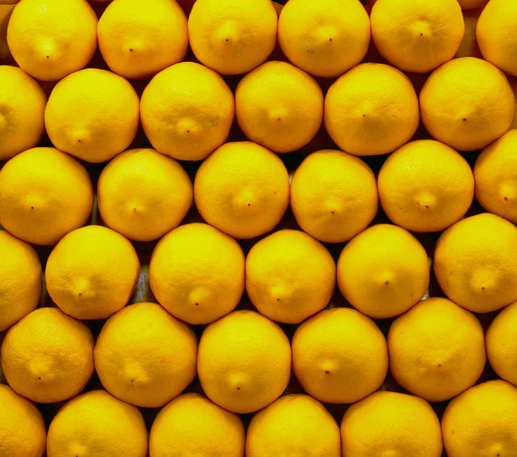 lemon fruits, lemons, lemons, Barcelona, Market, La Rambla, Yellow, HD wallpaper