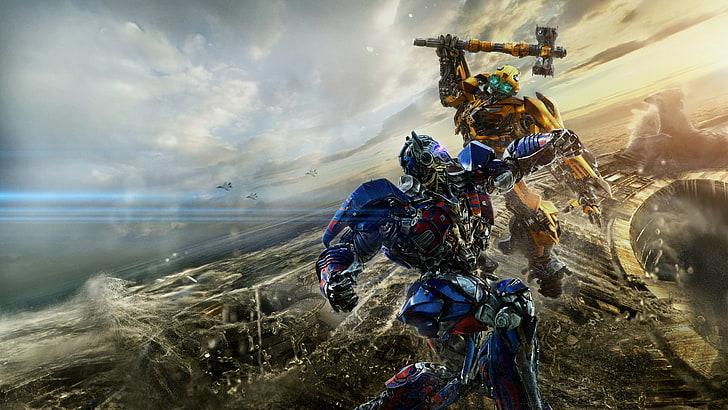 4K, Fight, Transformers: The Last Knight, Bumblebee, Optimus Prime, HD wallpaper