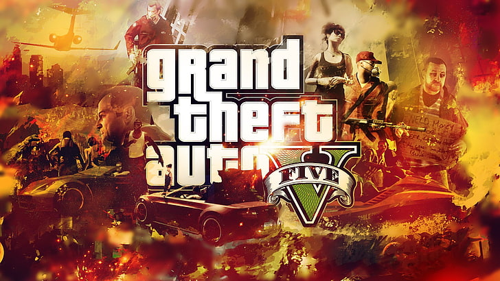 Grand Theft Auto V wallpaper, Rockstar Games, video games, art and craft, HD wallpaper