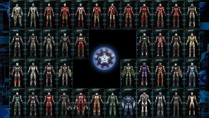 assorted-color Iron-Man suit collage, Iron Man, Marvel Cinematic Universe, HD wallpaper