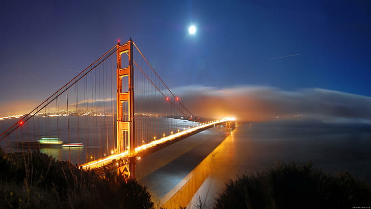 San Francisco Golden Bridge at sunset, golden gate bridge, world, HD wallpaper