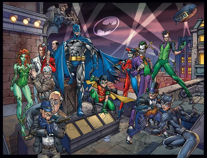 Batman, Catwoman, Harley Quinn, Joker, Penguin (DC Comics)