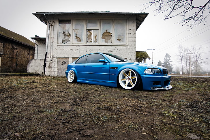 BMW, wheels, blue, tuning, E46, HD wallpaper
