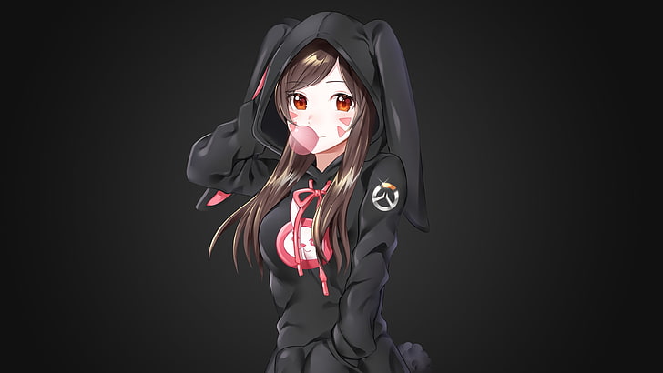 anime woman wearing black bunny costume illustration, anime girls