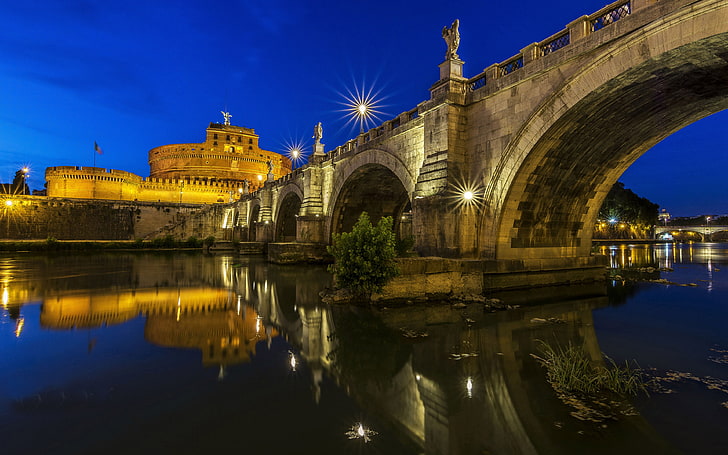 Castel Sant’angelo In Roma And Ponte Sant Angelo Bridge Tiber River Italy 4k Ultra Hd Desktop Wallpapers For Computers Laptop Tablet And Mobile Phones 3840×2400, HD wallpaper
