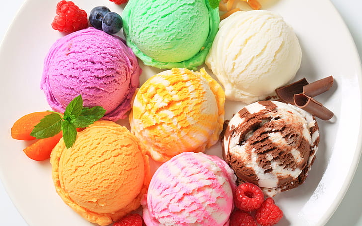 Ice cream, dessert, sweet food, colorful, HD wallpaper