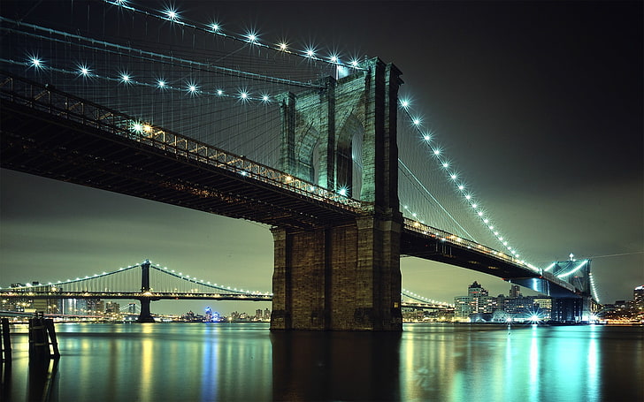 city, Brooklyn Bridge, New York City, built structure, bridge - man made structure