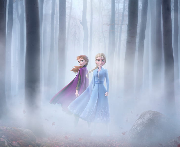 Movie, Frozen 2, Anna (Frozen), Elsa (Frozen), HD wallpaper