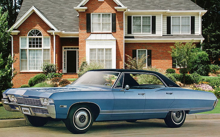  Fondo de pantalla HD: 1968 Chevrolet Caprice, sedán clásico convertible azul, autos |  Llamarada de papel tapiz