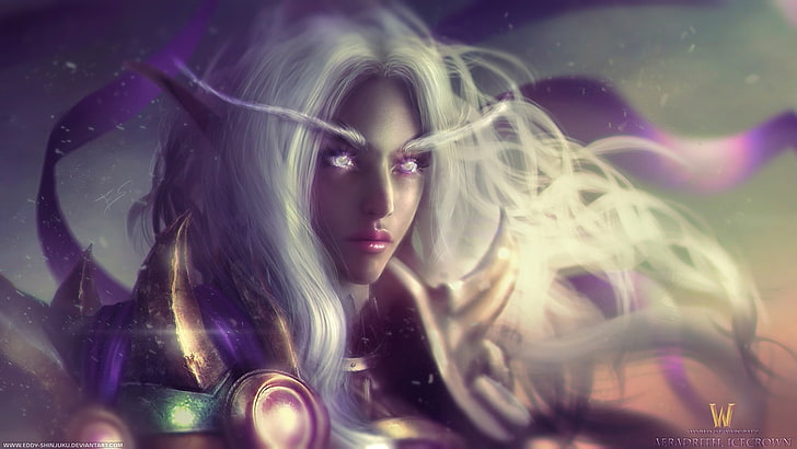 woman with white hair wallpaper, fantasy art, blonde, Night Elves