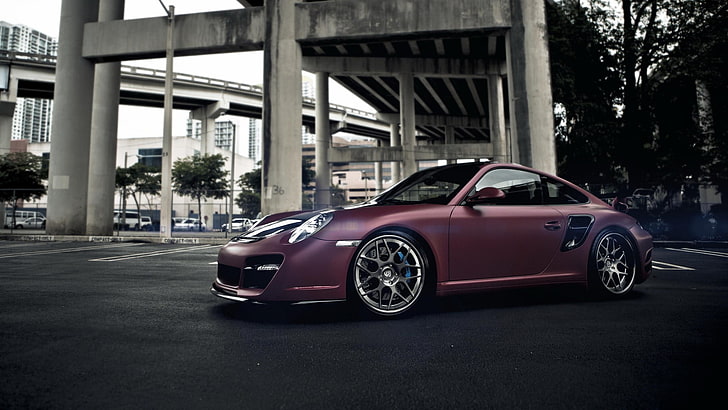 purple Porsche Cayenne coupe, Porsche 911, Porsche 911 Turbo, HD wallpaper