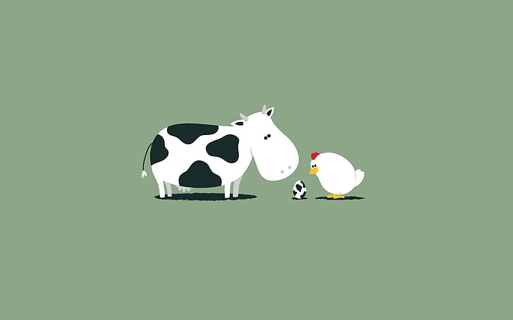 cow and chicken clip arts, humor, chickens, eggs, minimalism