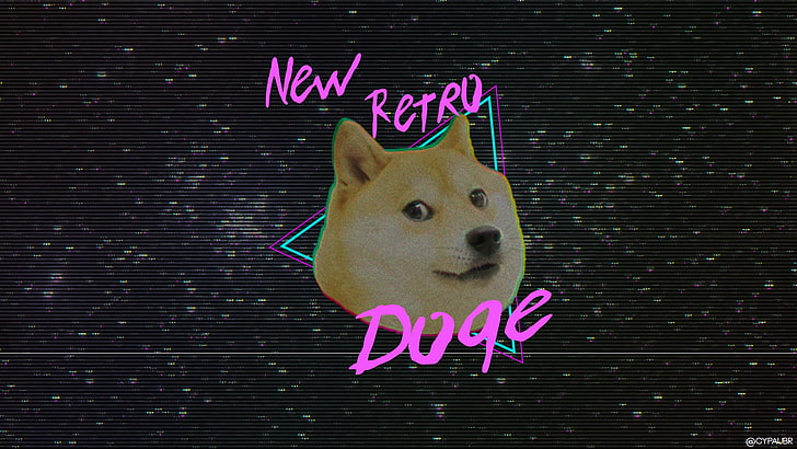 Artistic, Retro Wave, Dog, Doge, Meme, domestic, text, mammal HD wallpaper