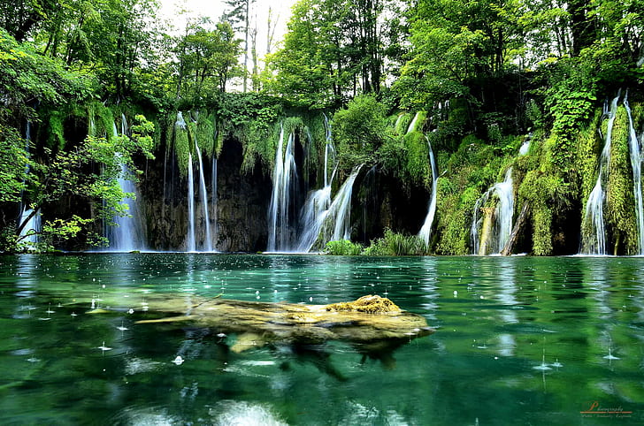 waterfalls in forest, Plitvice  Lakes  National  Park, Entrance