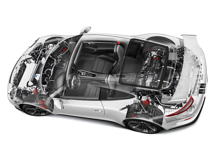 2014, 911, 991, cutaway, engine, gt3, interior, porsche, supercar, HD wallpaper