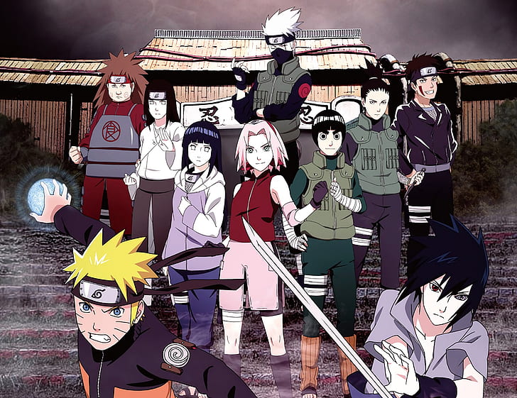 Naruto, Chōji Akimichi, Hinata Hyūga, Kakashi Hatake, Kiba Inuzuka, HD wallpaper