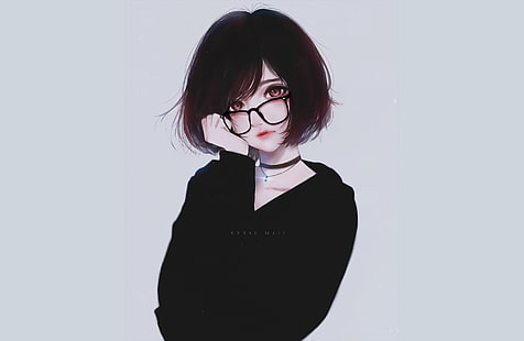 HD wallpaper: Anime, Original, Black Hair, Girl, Glasses, Short Hair |  Wallpaper Flare