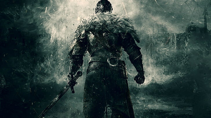 Dark Souls Sword Knight Medieval HD, knight illustration, video games