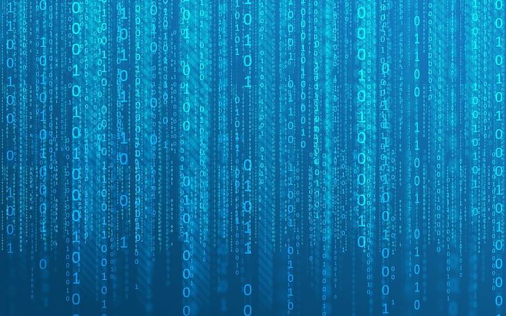 binary, coding, blue matrix, Technology, HD wallpaper