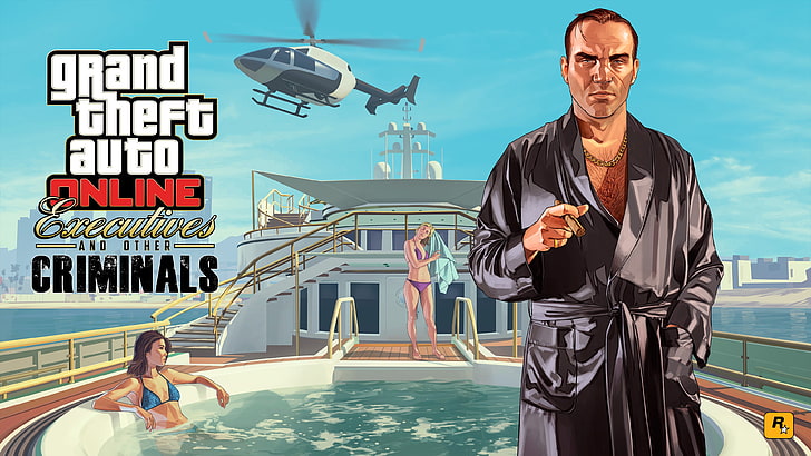 Grand Theft Auto V, Grand Theft Auto V Online, yacht, helicopters, HD wallpaper