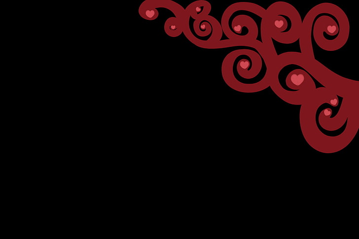black, red, heart, black background, copy space, illuminated