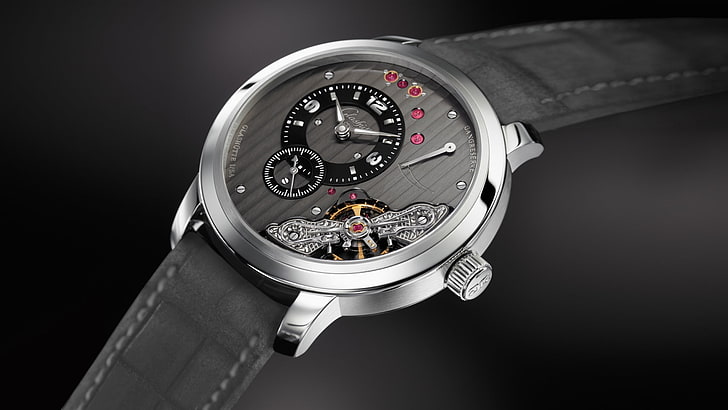watch, luxury watches, Glashütte, metal, wristwatch, silver colored