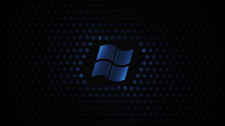 Windows OS logo wallpaper, blue, texture, black background, backgrounds, HD wallpaper