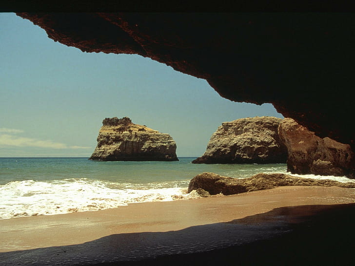 sea, coast, cliff, cave, rock formation
