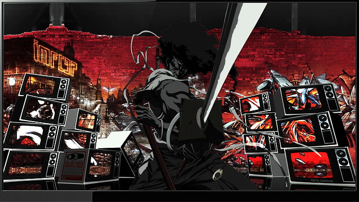 Anime, Afro Samurai, no people, photography themes, red, technology, HD wallpaper
