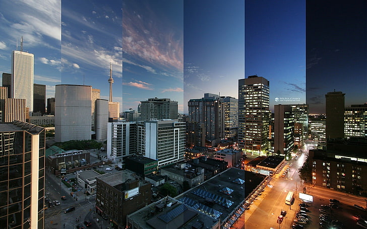 black concrete buildings, cityscape, Toronto, building exterior