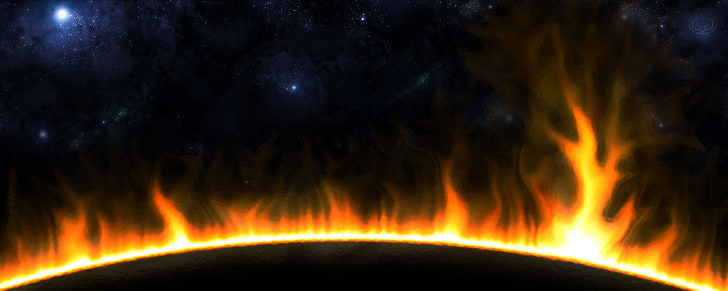 black and brown abstract painting, fire, digital art, space art, HD wallpaper