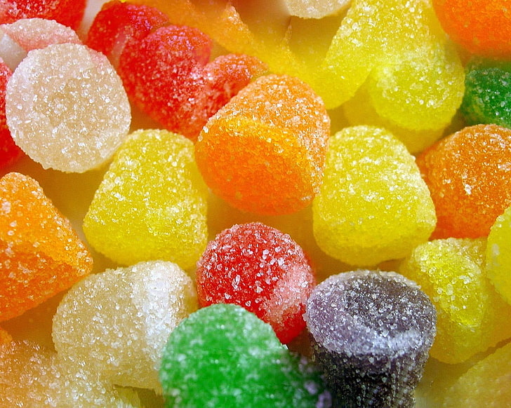 assorted-color sugar coated candies, fruit candy, sweet, multi-colored, HD wallpaper