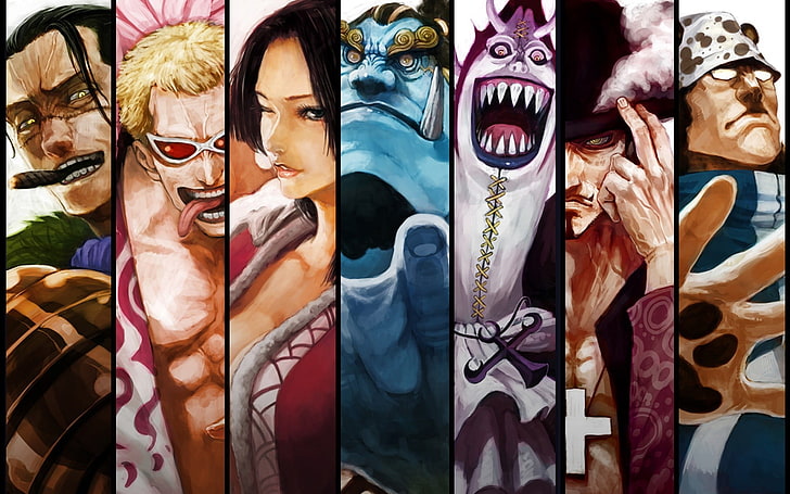 One Piece Warlords collage, Boa Hancock, panels, smoking, tongues