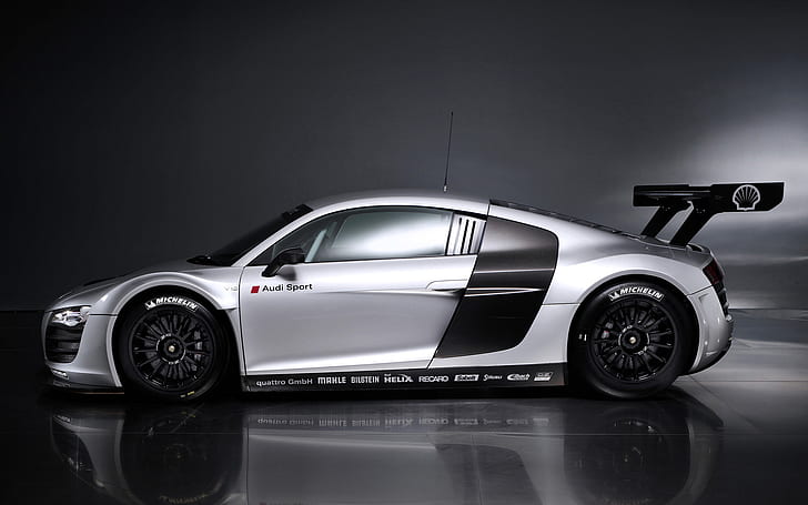 Audi R8 LMS Wide HD, gray and black coupe, HD wallpaper