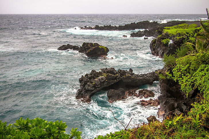 island beside the ocean, Waves, State Park, Park  island, LUMIX, HD wallpaper