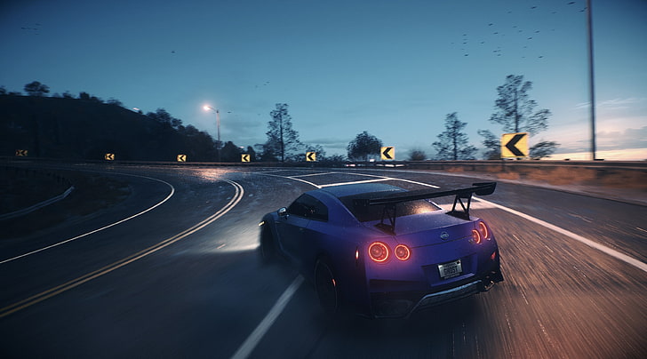 Need For Speed 2015 Nissan GTR, blue Nissan GT-R R35 coupe, Games