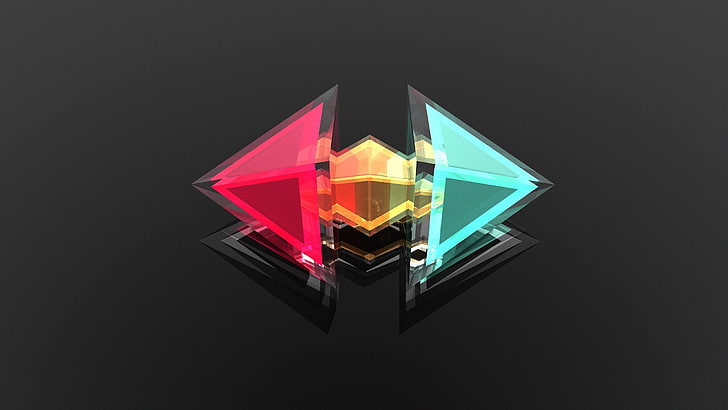 red and teal ico, render, abstract, Justin Maller, Facets, simple background