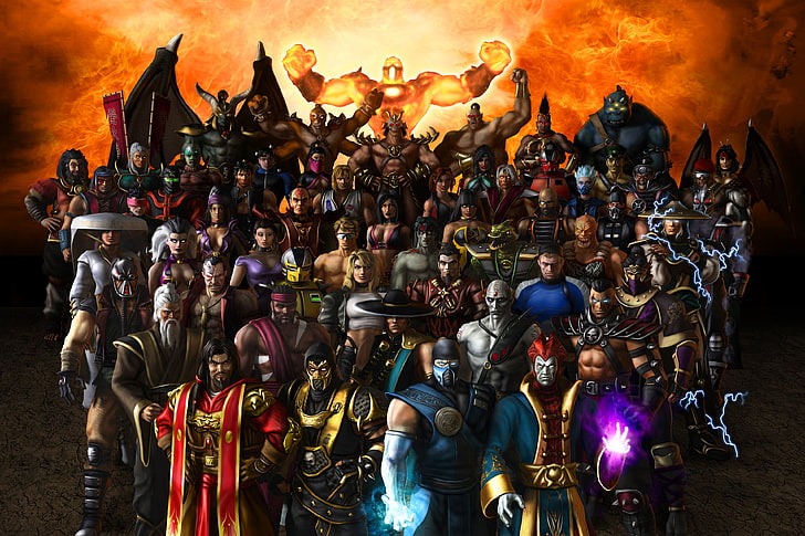 Mortal Kombat digital wallpaper, armageddon, characters, scorpion