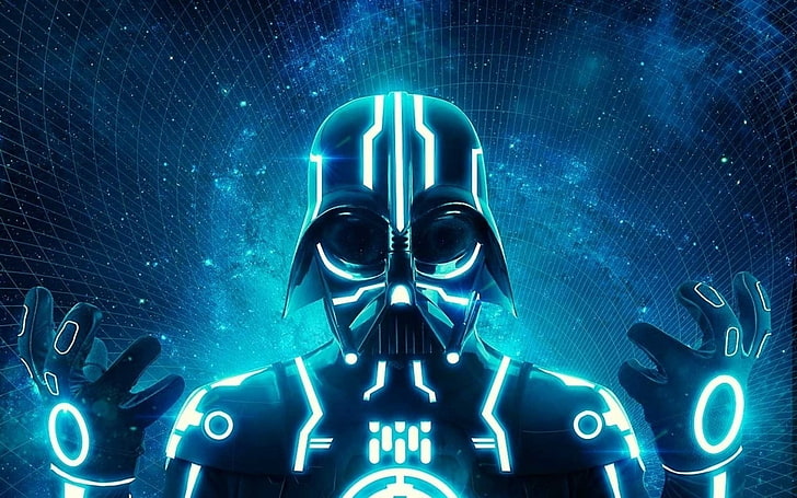 Star Wars, Darth Vader, fan art, Tron, mix up, crossover, technology, HD wallpaper