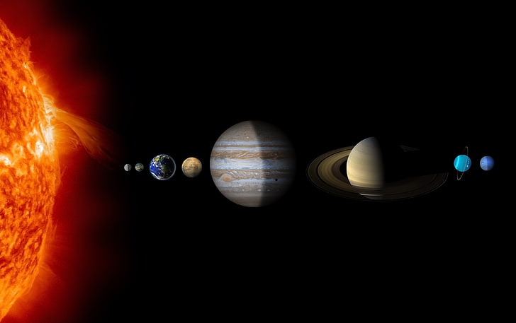 solar system to scale wallpaper
