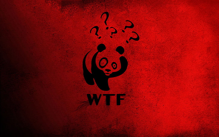 WTF illustration, red, Panda, China, Winnie The Pooh, the question mark, HD wallpaper