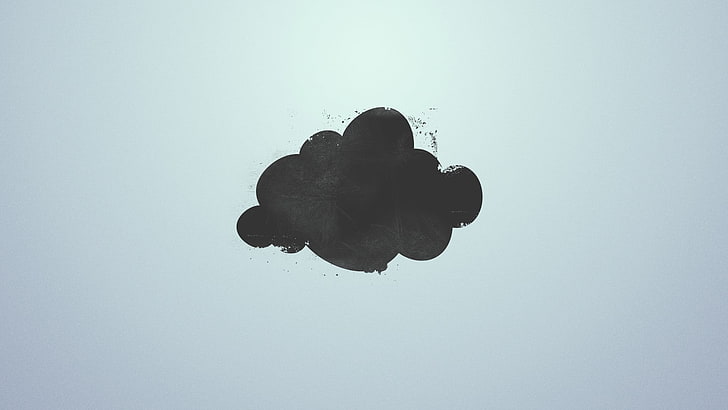 black cloud illustration, minimalism, clouds, artwork, simple background