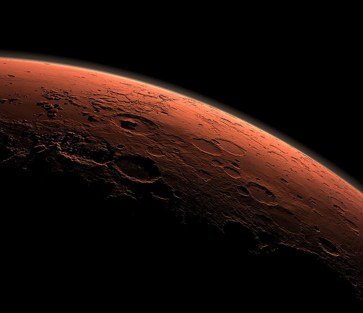 brown planet digital wallpaper, surface, photo, Mars, relief