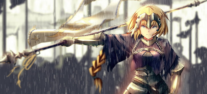 Fate Series, Fate/Grand Order, Armor, Blonde, Flag, Girl, Jeanne d'Arc (Fate Series), HD wallpaper