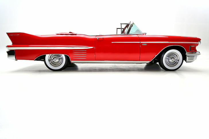 1958, cadillac, cars, classic, convertible, red, series-62