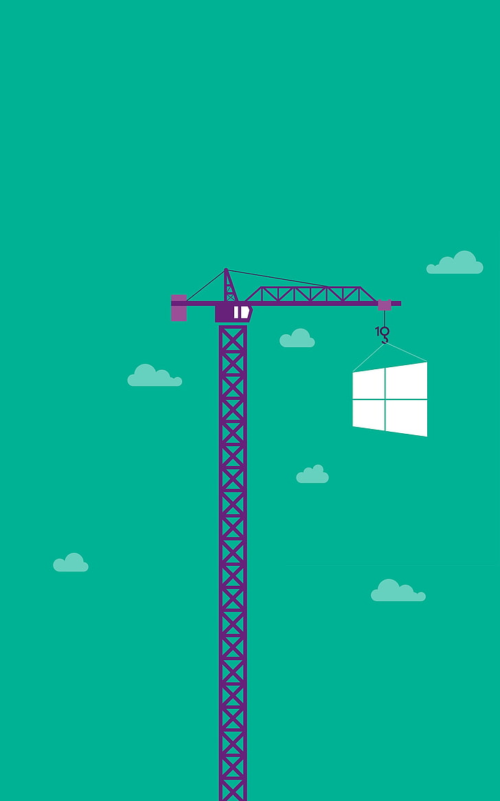 purple crane illustration, Windows 10, Microsoft Windows, operating system HD wallpaper