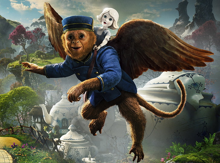 Finley - Oz the Great and Powerful 2013 Movie, monkey with wing illustration, HD wallpaper