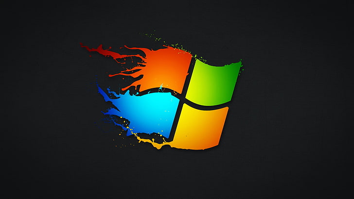 Microsoft logo, Windows 7, Microsoft Windows, paint splatter, HD wallpaper